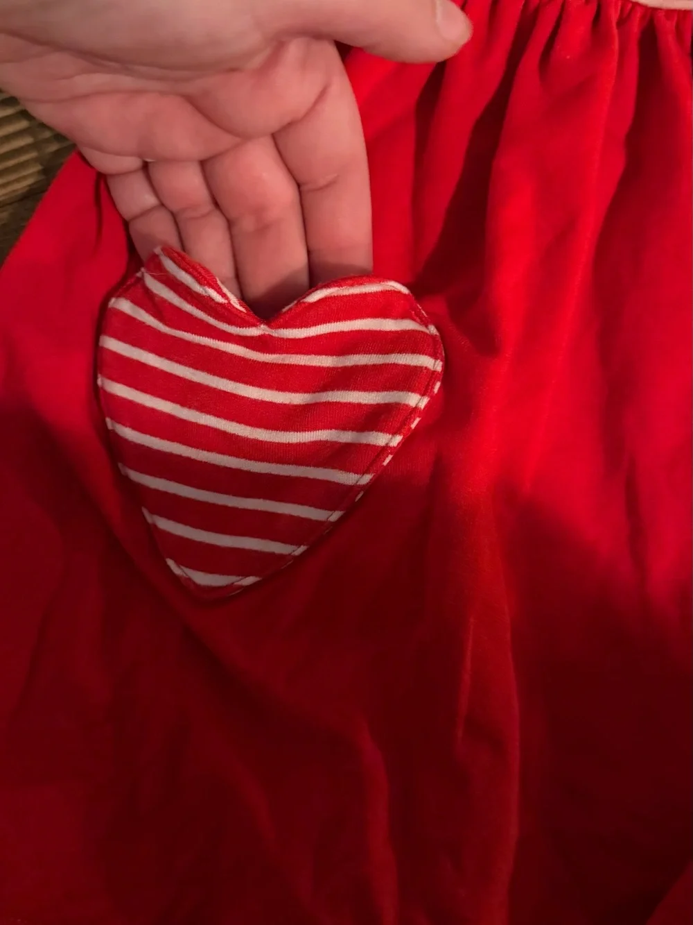 Red Striped Heart Pocket Kids Dress by Little sleepies